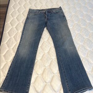 7 For All Mankind Blue Flare Wide Leg Jeans